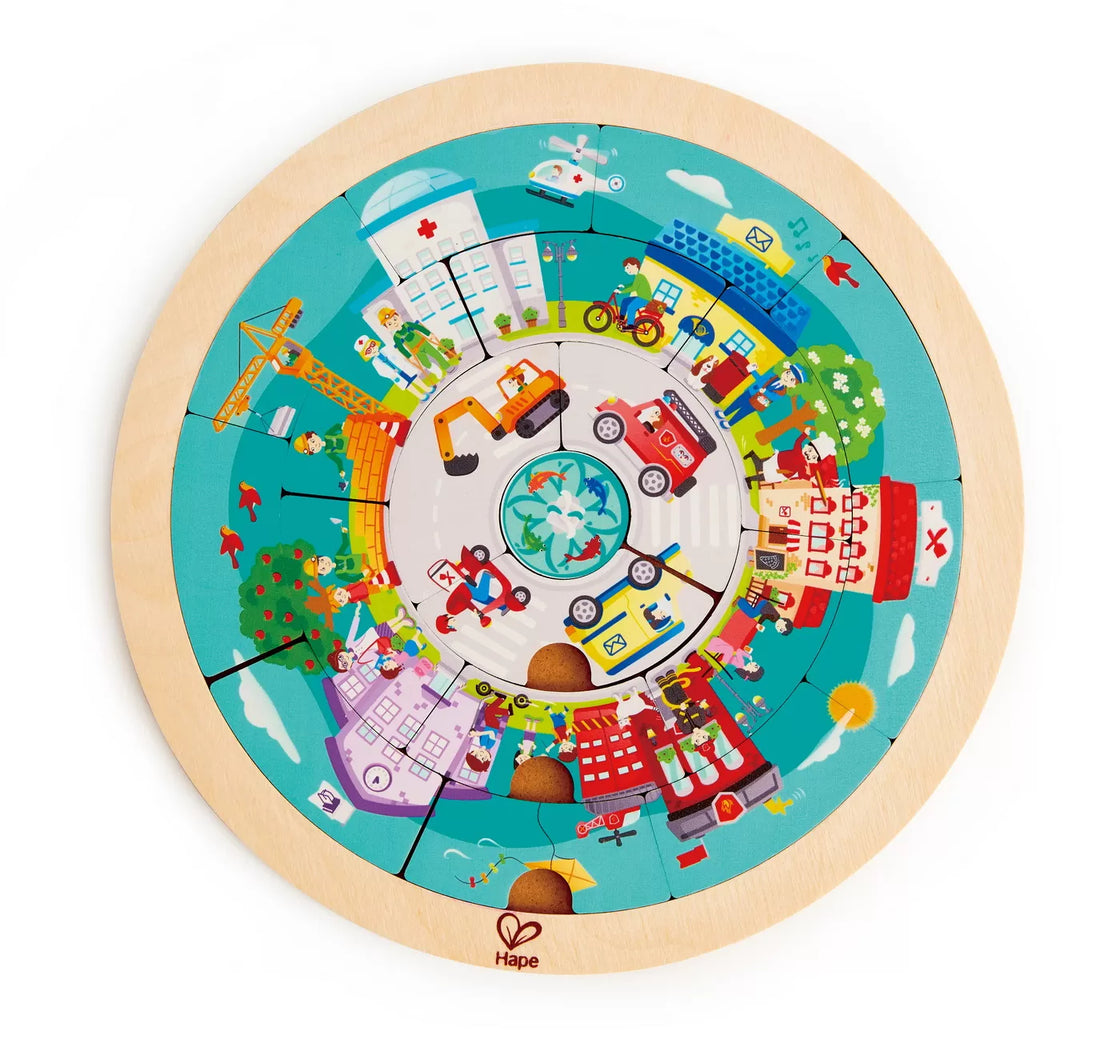 Hape puzzle rotund cu 2 fete