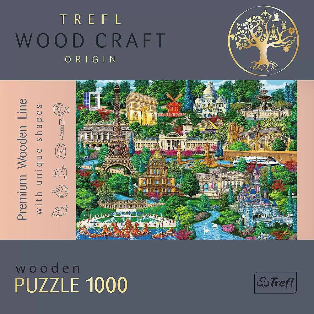 Puzzle trefl din lemn 1000 piese obiective turistice faimoase din franta