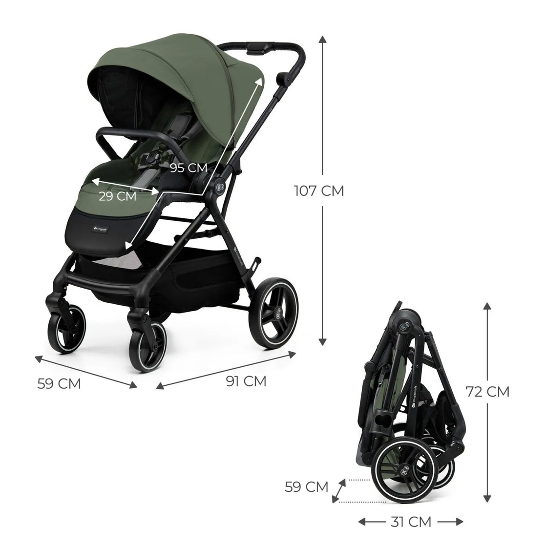 Carucior sport kinderkraft yoxi, green