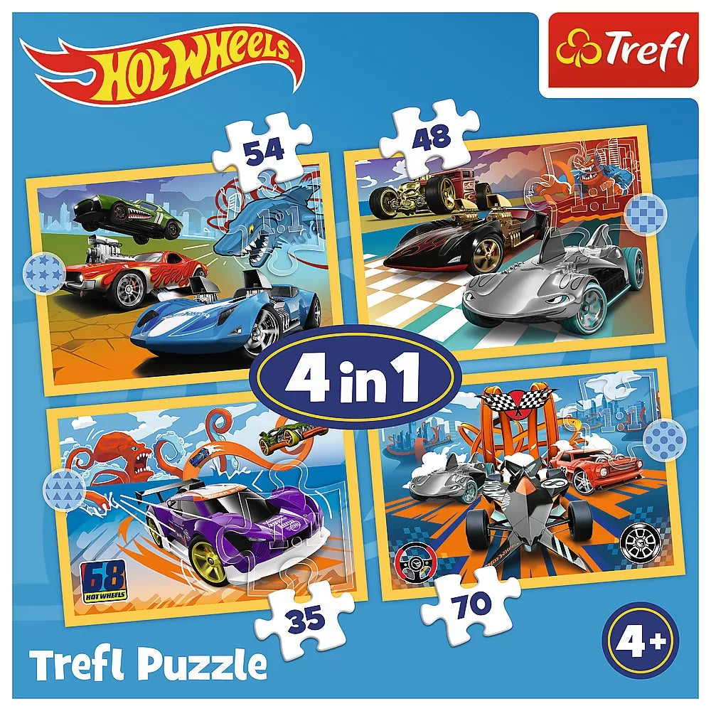 Puzzle trefl 4in1 hot wheels vehicule