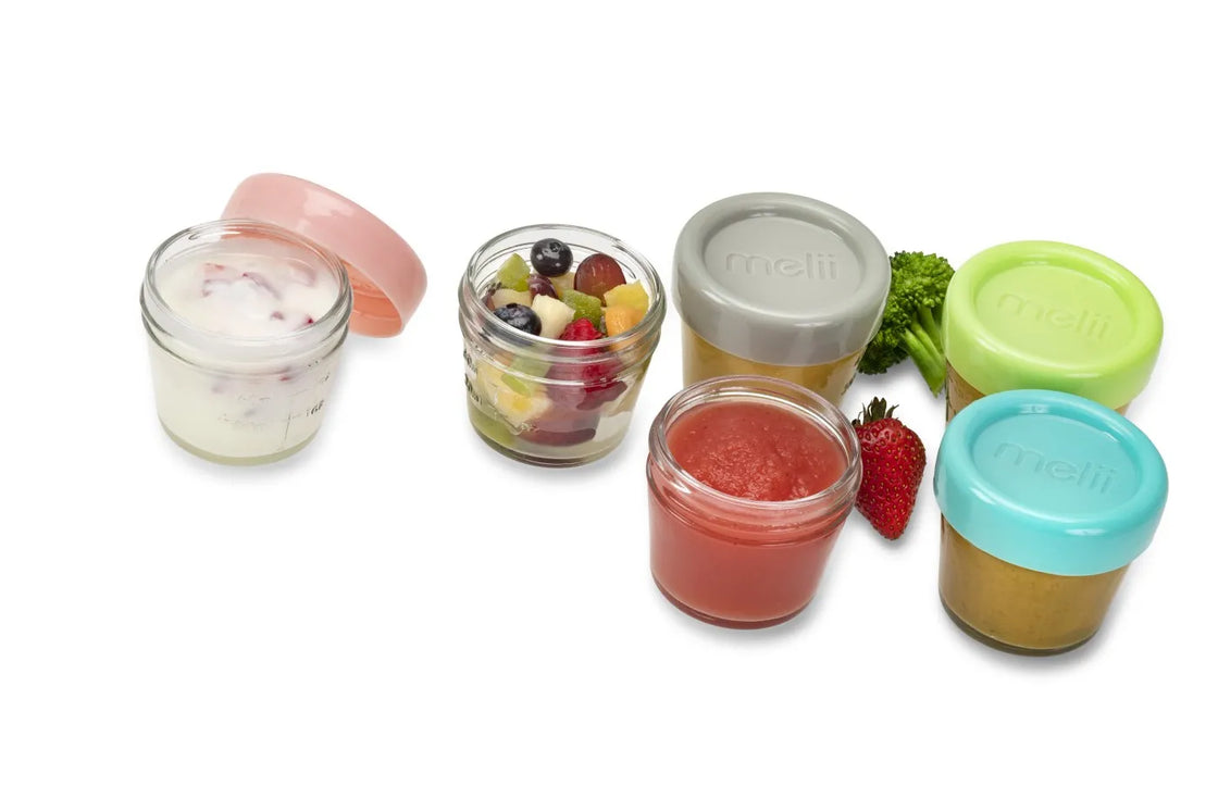 Set 6 recipiente sticla pentru hrana bebe, melii, 118 ml