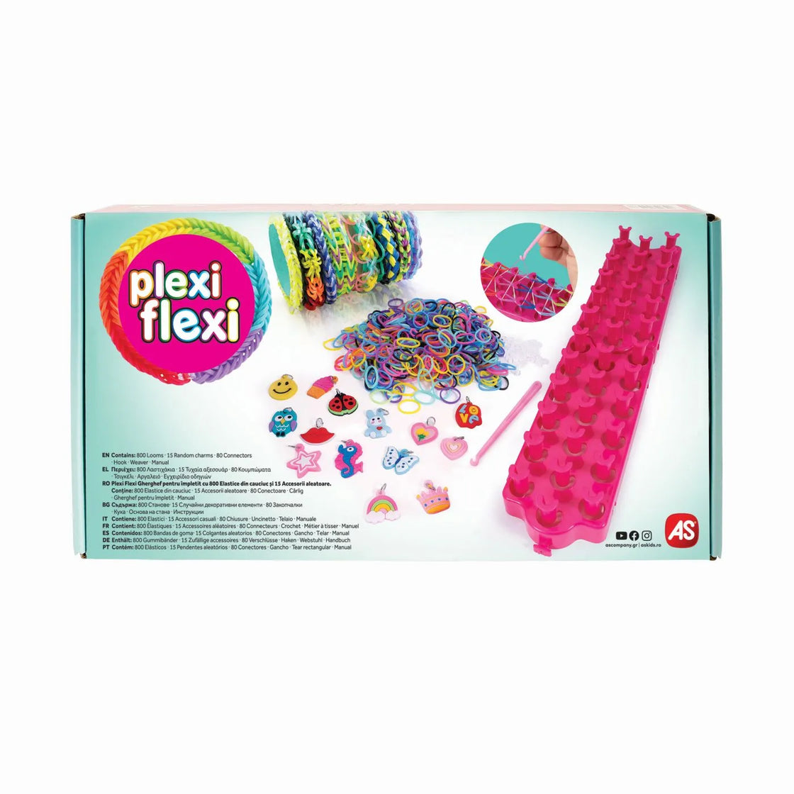 Plexi flexi gherghef pentru impletit cu 800 elastice din cauciuc si 15 accesorii