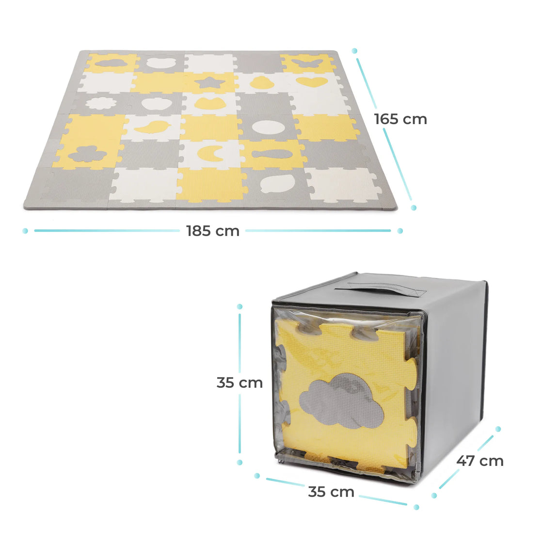 Covoras de joaca kinderkraft luno shapes, puzzle 3d, spuma, yellow