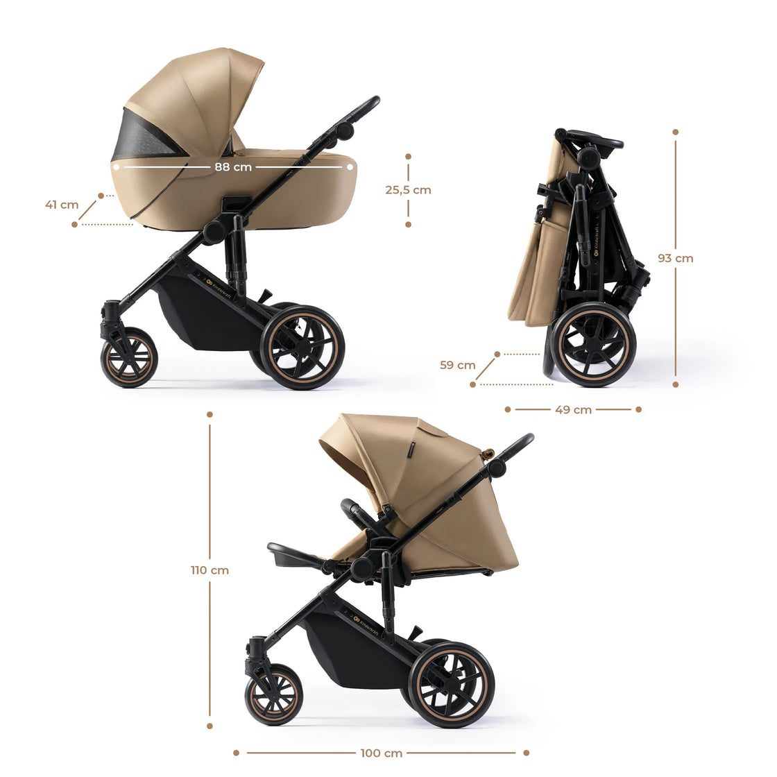 Carucior 2 in 1 kinderkraft prime 2, sandrose beige