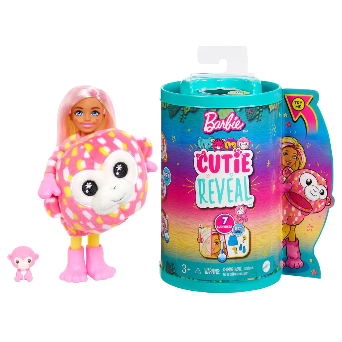 Barbie papusa chelsea cutie reveal maimutica