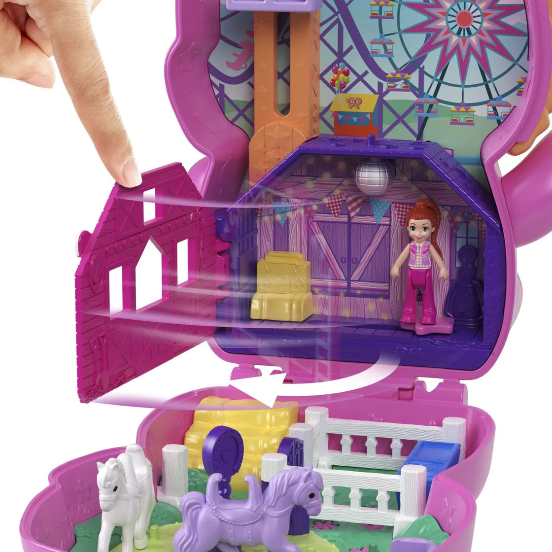 Polly pocket set gentuta animalut ponei la rodeo cu accesorii