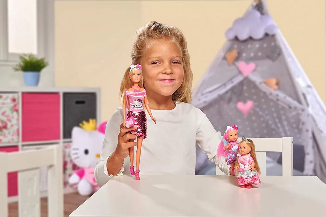 Papusa steffi cu fustita cu paiete hello kitty