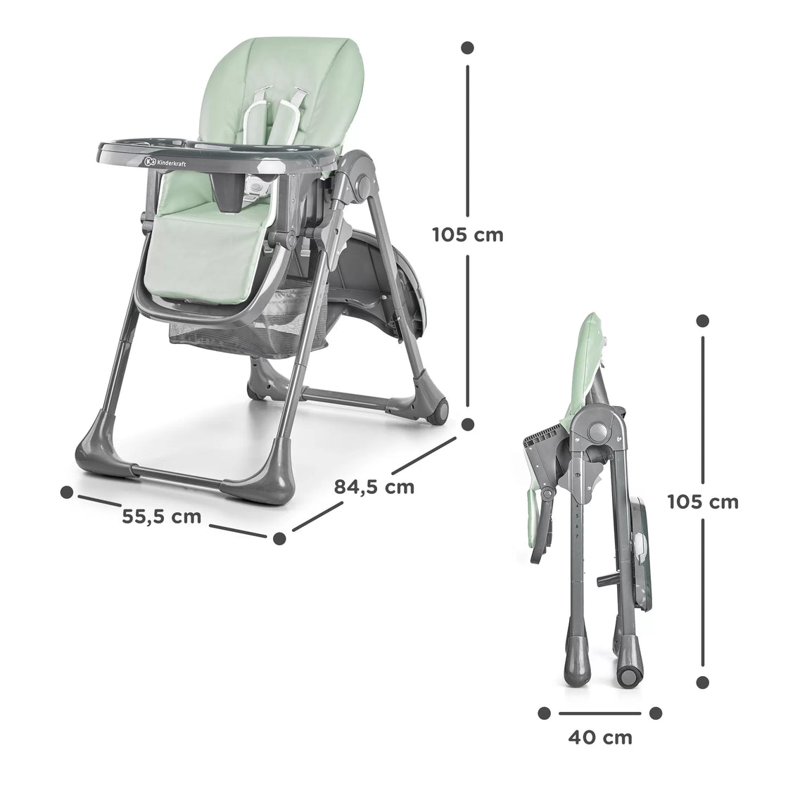 Scaun de masa kinderkraft tastee, pliabil, olive