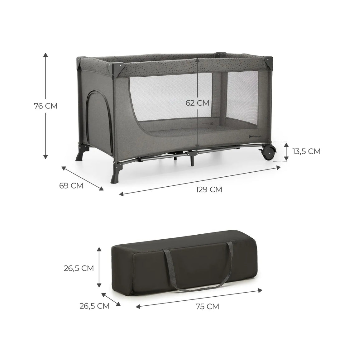 Patut travel kinderkraft joy2, fara accesorii, dark grey