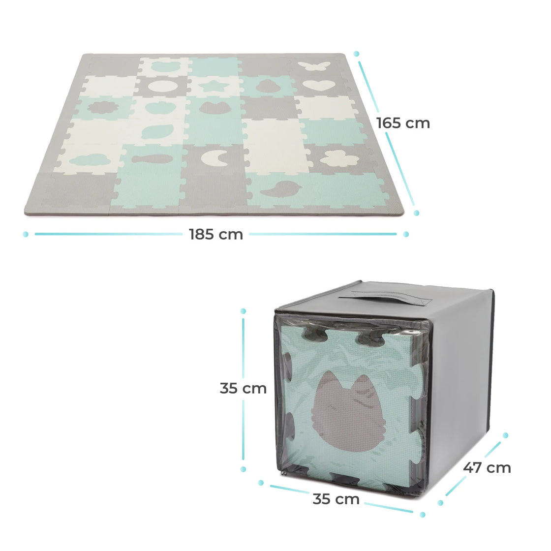 Covoras de joaca kinderkraft luno shapes, puzzle 3d, spuma, mint
