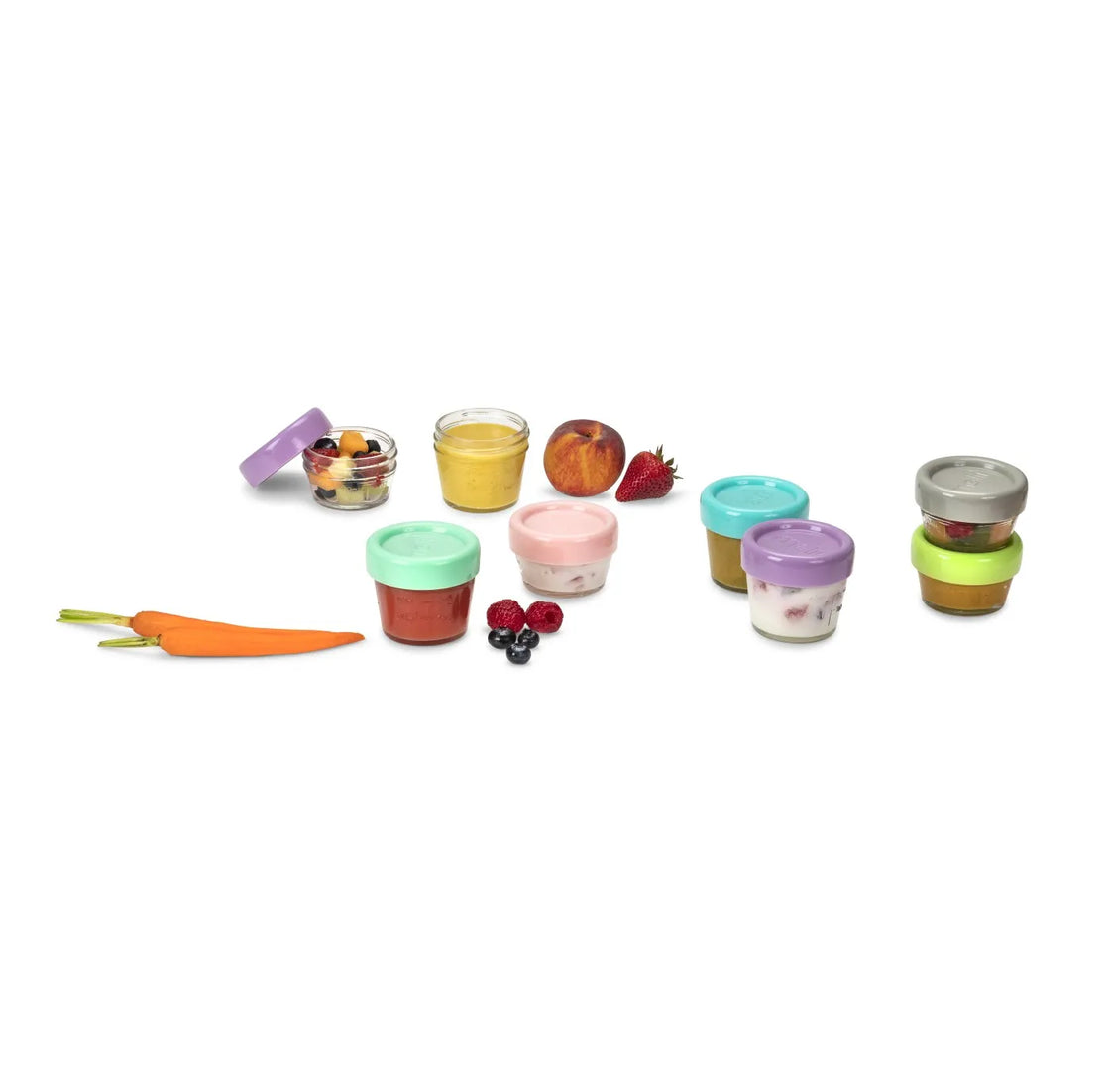 Set 12 recipient sticla pentru hrana bebe, melii, 6*59 ml + 6*118 ml