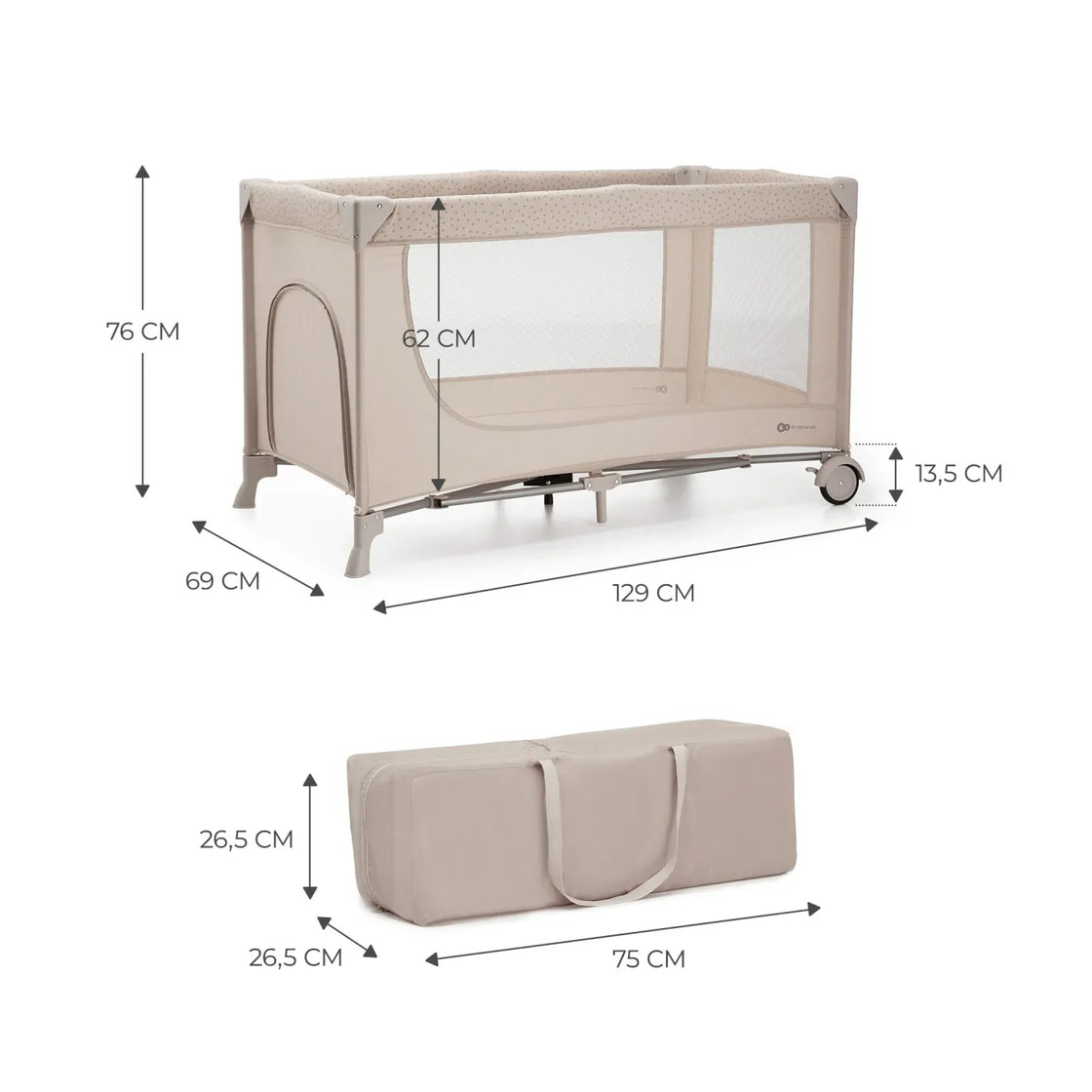 Patut travel kinderkraft joy2, fara accesorii, beige