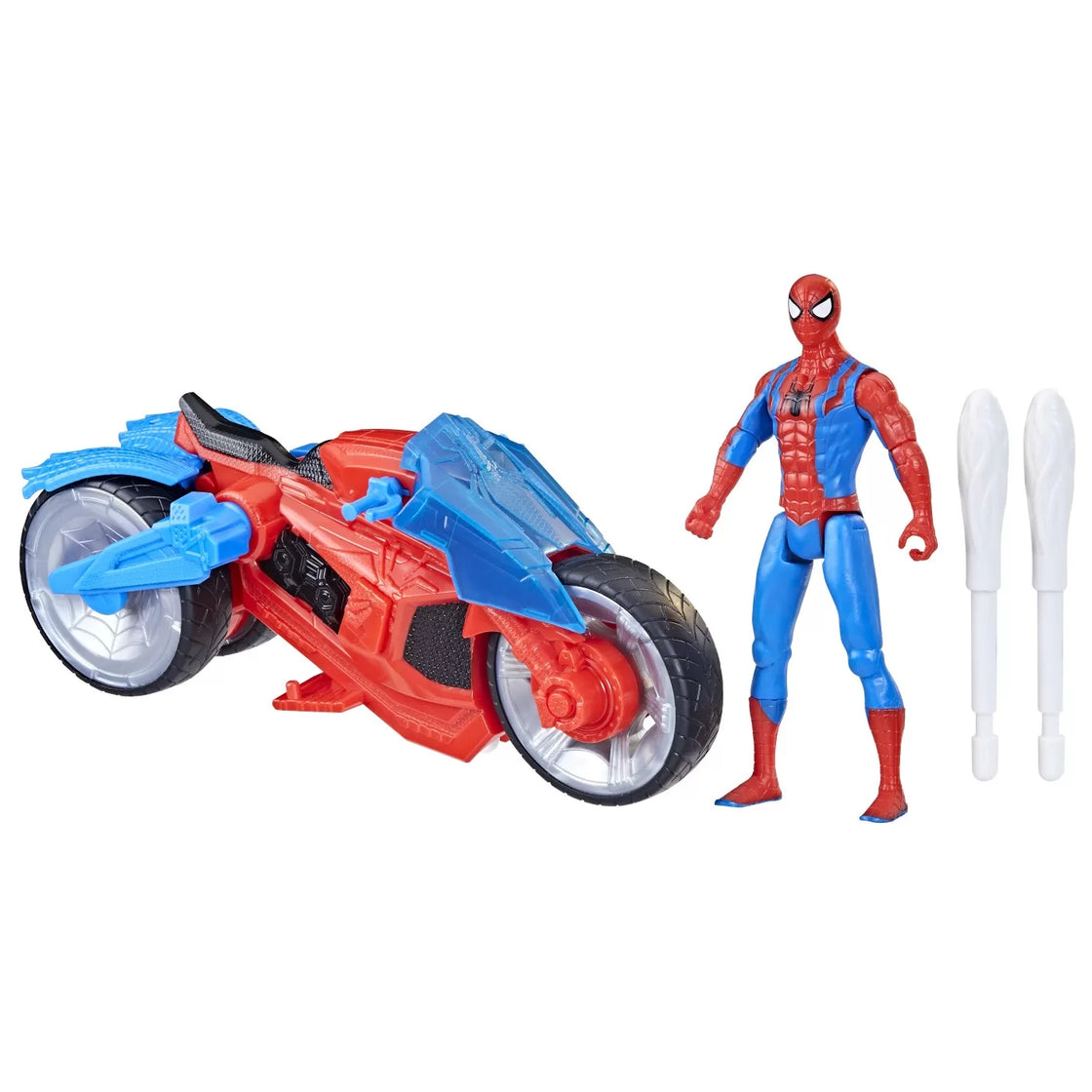 Spiderman set figurina si vehicul web blast cycle