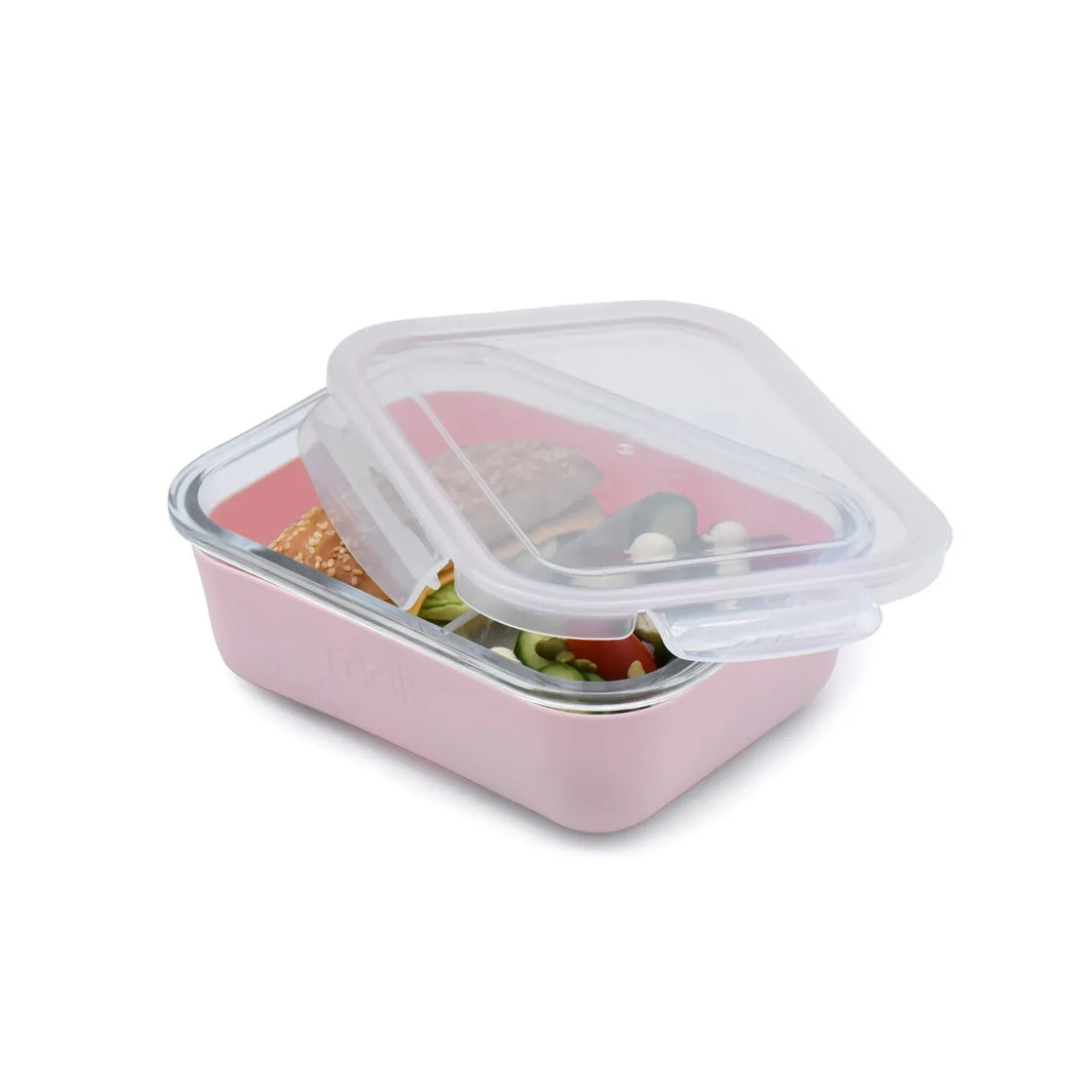 Recipient sticla 740ml cu husa antiderapanta silicon melii roz