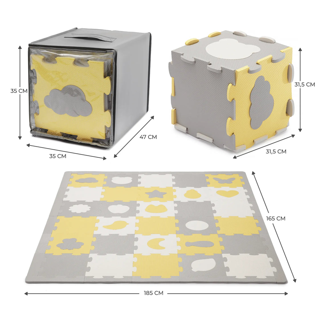 Covoras de joaca kinderkraft luno shapes, puzzle 3d, spuma, yellow