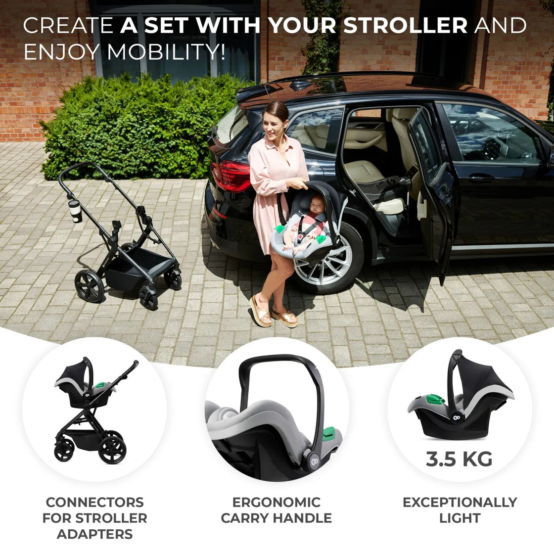 Carucior kinderkraft newly, 4 in 1, moonlight grey