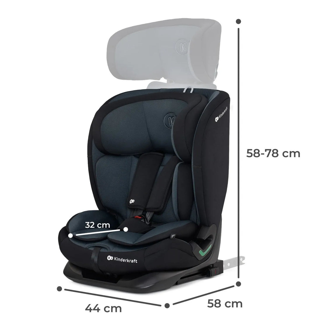 Scaun auto i-size, 76-150 cm, kinderkraft oneto 3, isofix, graphite black