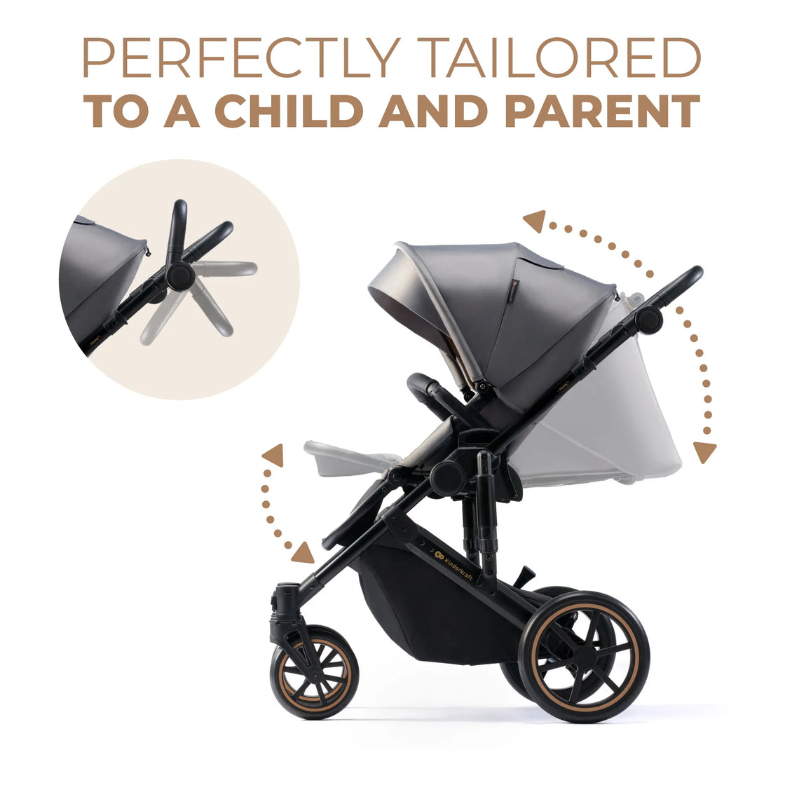 Carucior 2 in 1 kinderkraft prime 2, shadow grey