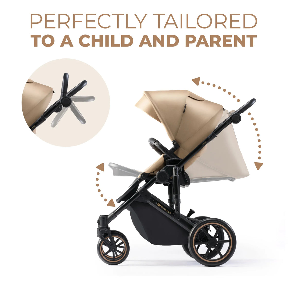 Carucior 2 in 1 kinderkraft prime 2, sandrose beige