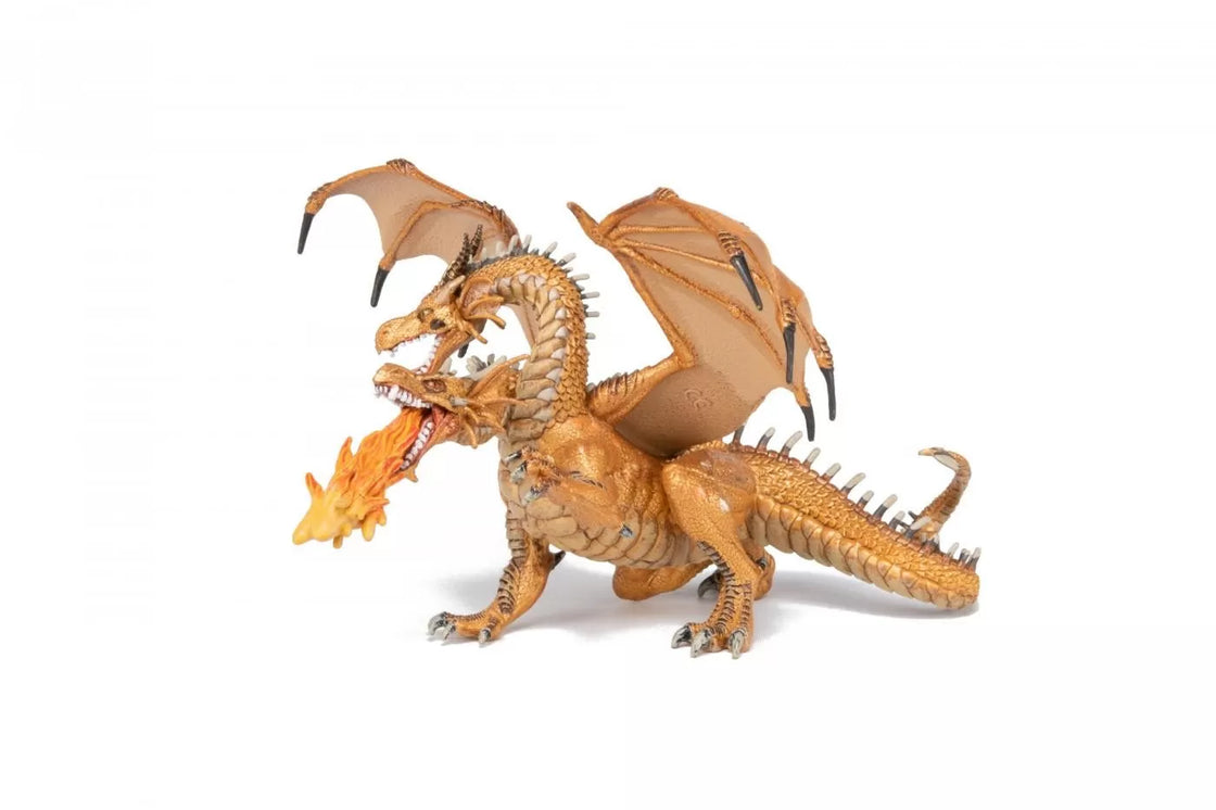 Papo figurina dragon cu doua capete auriu