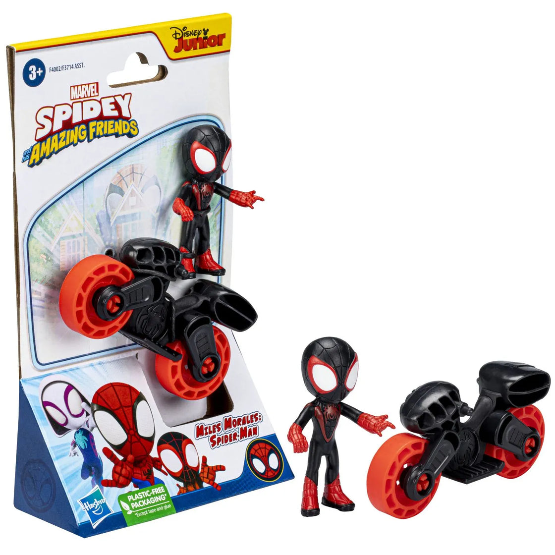 Spiderman set motocicleta si figurina miles morales spider man 6cm
