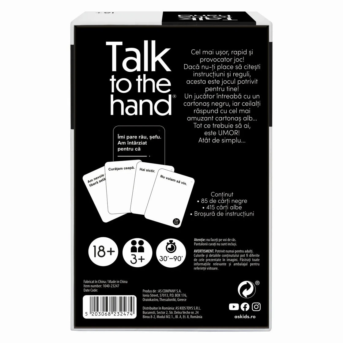 Joc de societate talk to the hand in limba romana