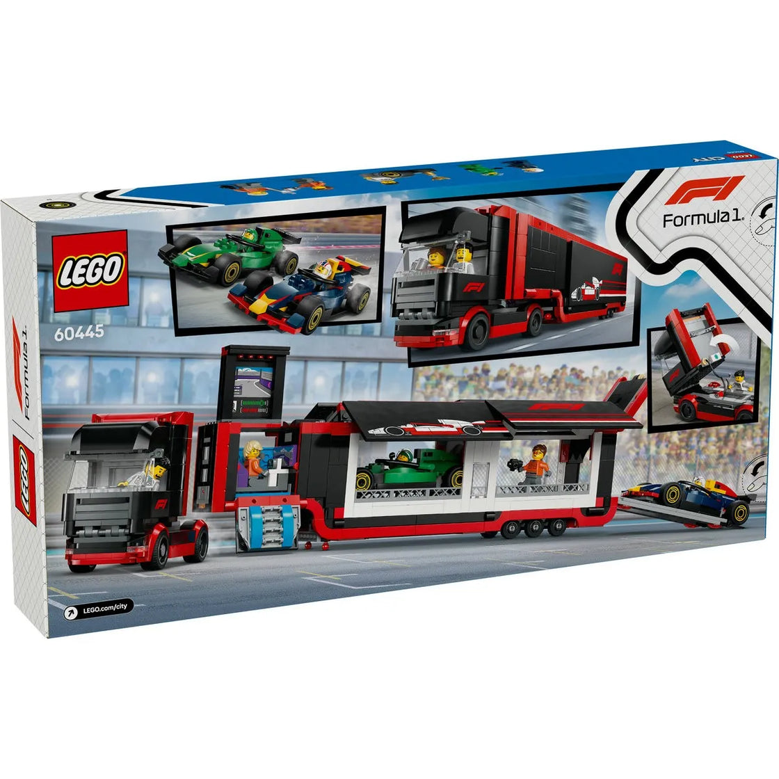 Lego city camion f1 cu masinile f1 rb20 si amr24 60445