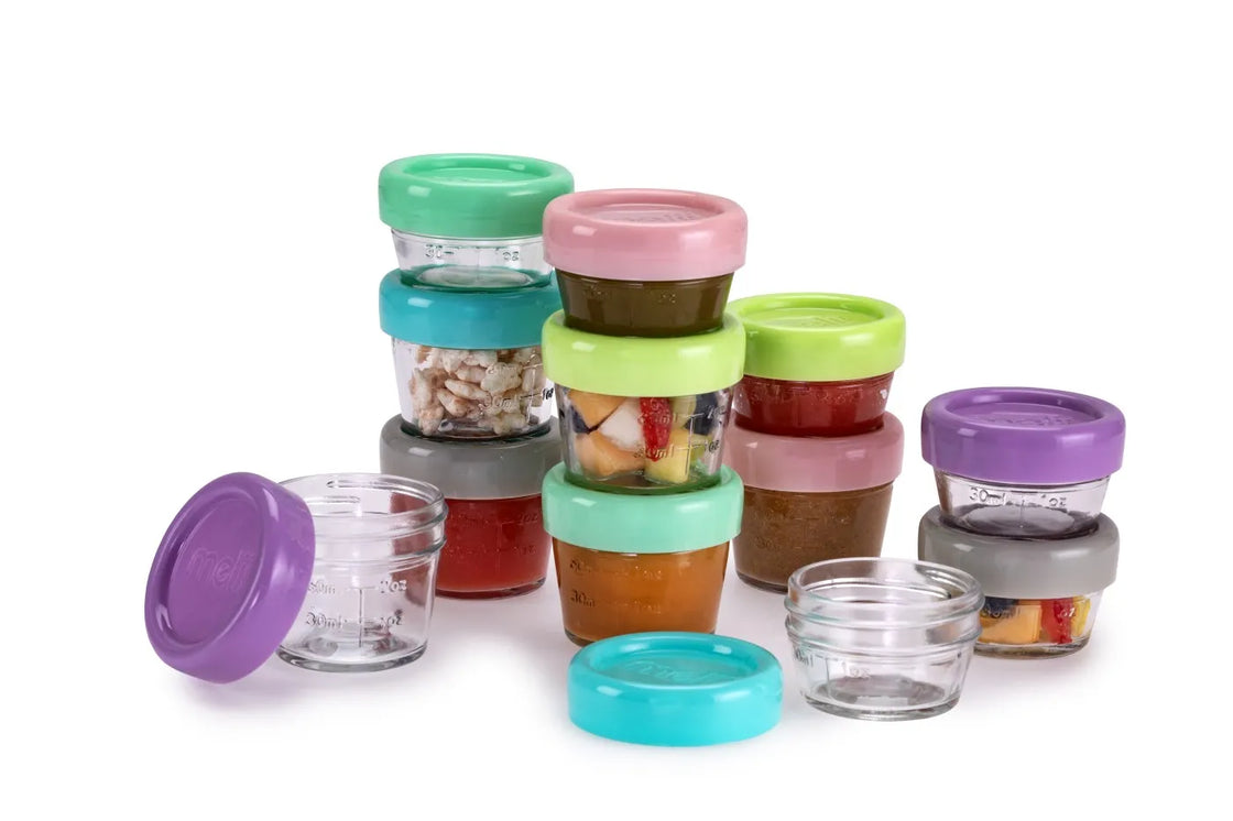 Set 12 recipient sticla pentru hrana bebe, melii, 6*59 ml + 6*118 ml