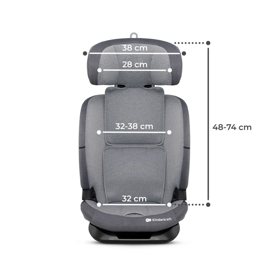 Scaun auto i-size, 76-150 cm, kinderkraft oneto 3, isofix, cool grey