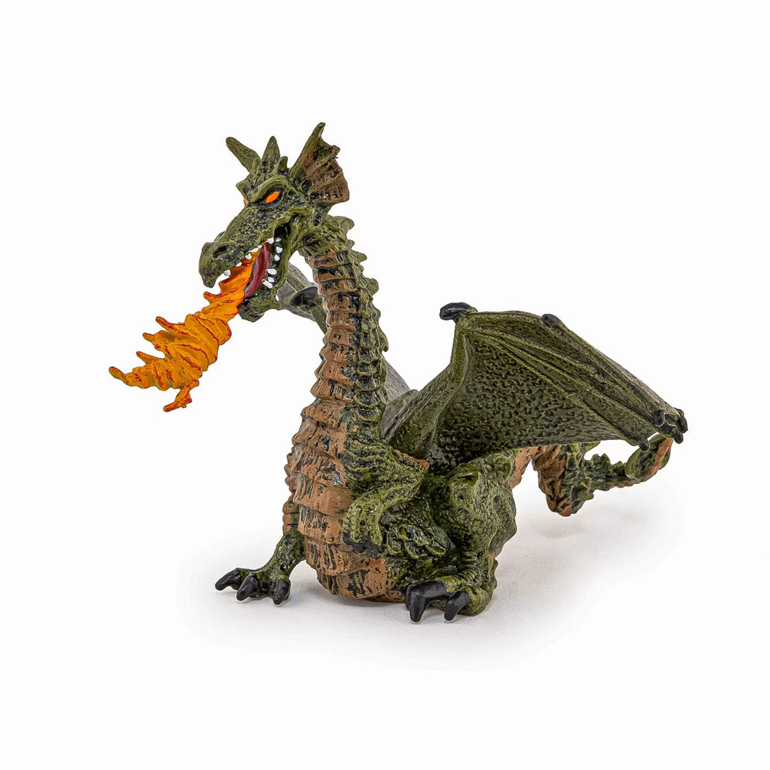 Papo figurina dragon verde inaripat cu flacara