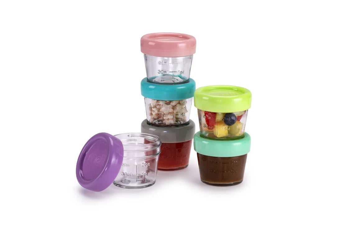 Set 6 recipiente sticla pentru hrana bebe, melii, 118 ml