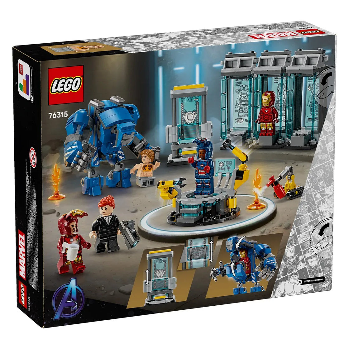 Lego super heroes laboratorul lui iron man sala armurilor 76315