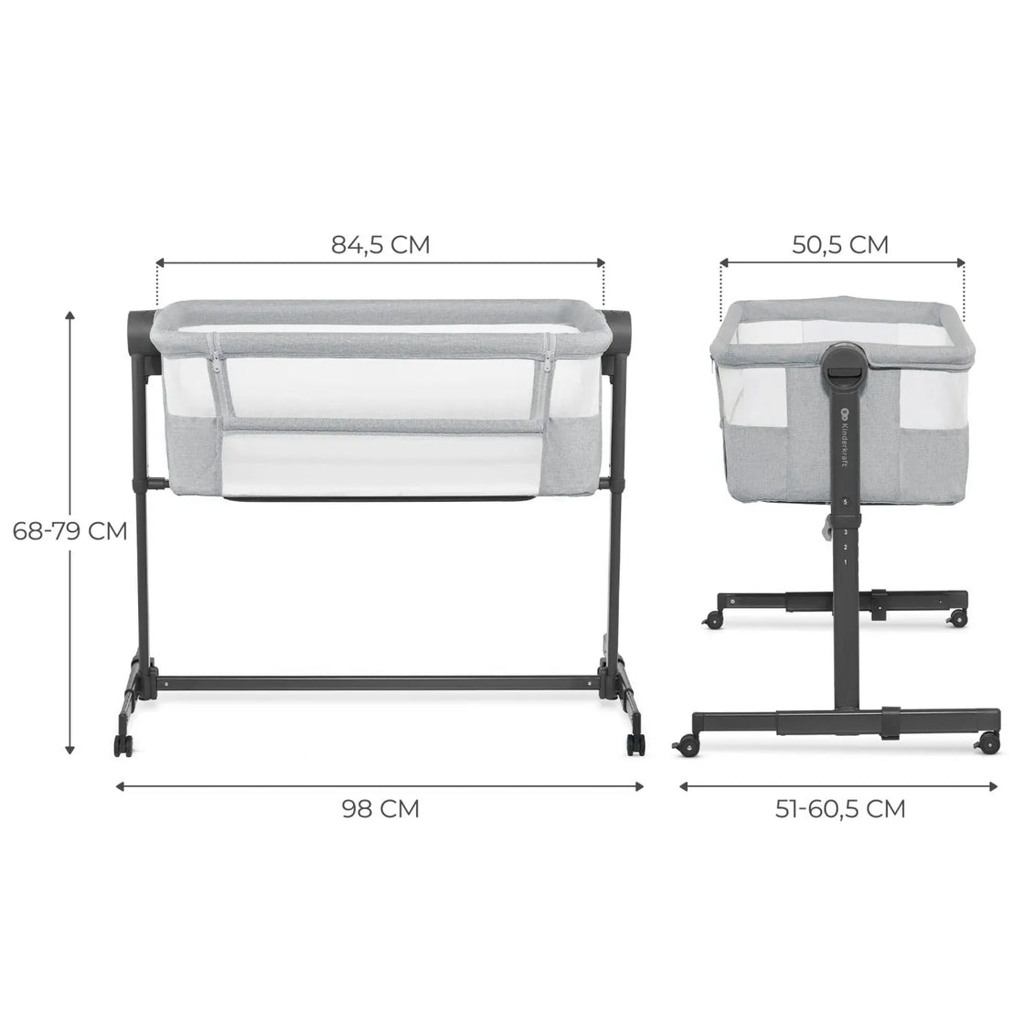 Patut co-sleeper kinderkraft neste up 2, gri deschis