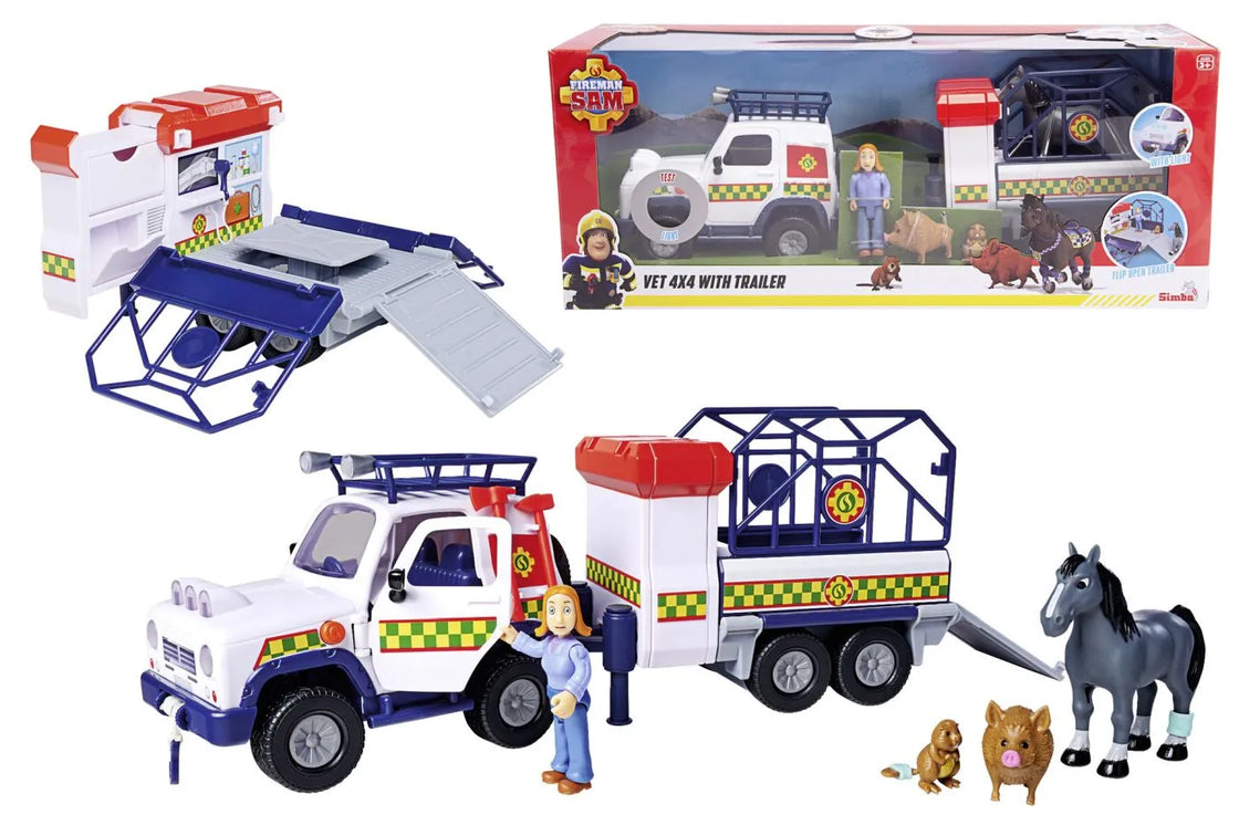 Pompierul sam vehicul salvare animale cu figurine si remorca