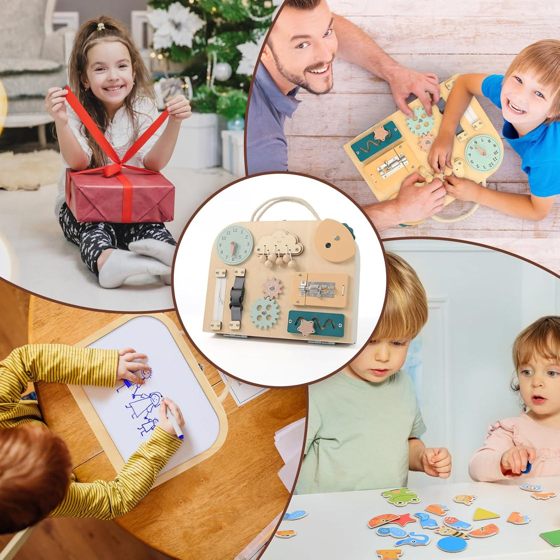 Montessori Geantă Pliabilă din lemn cu diverse activități
