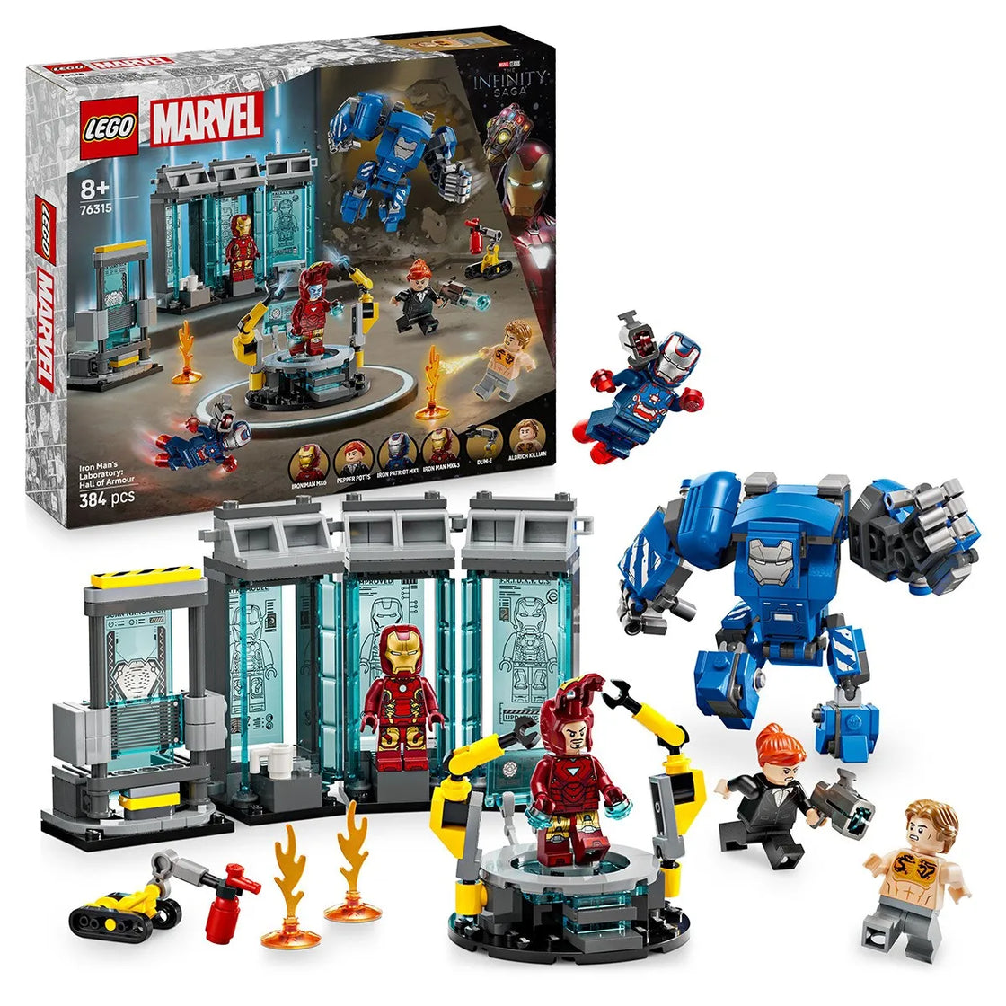 Lego super heroes laboratorul lui iron man sala armurilor 76315