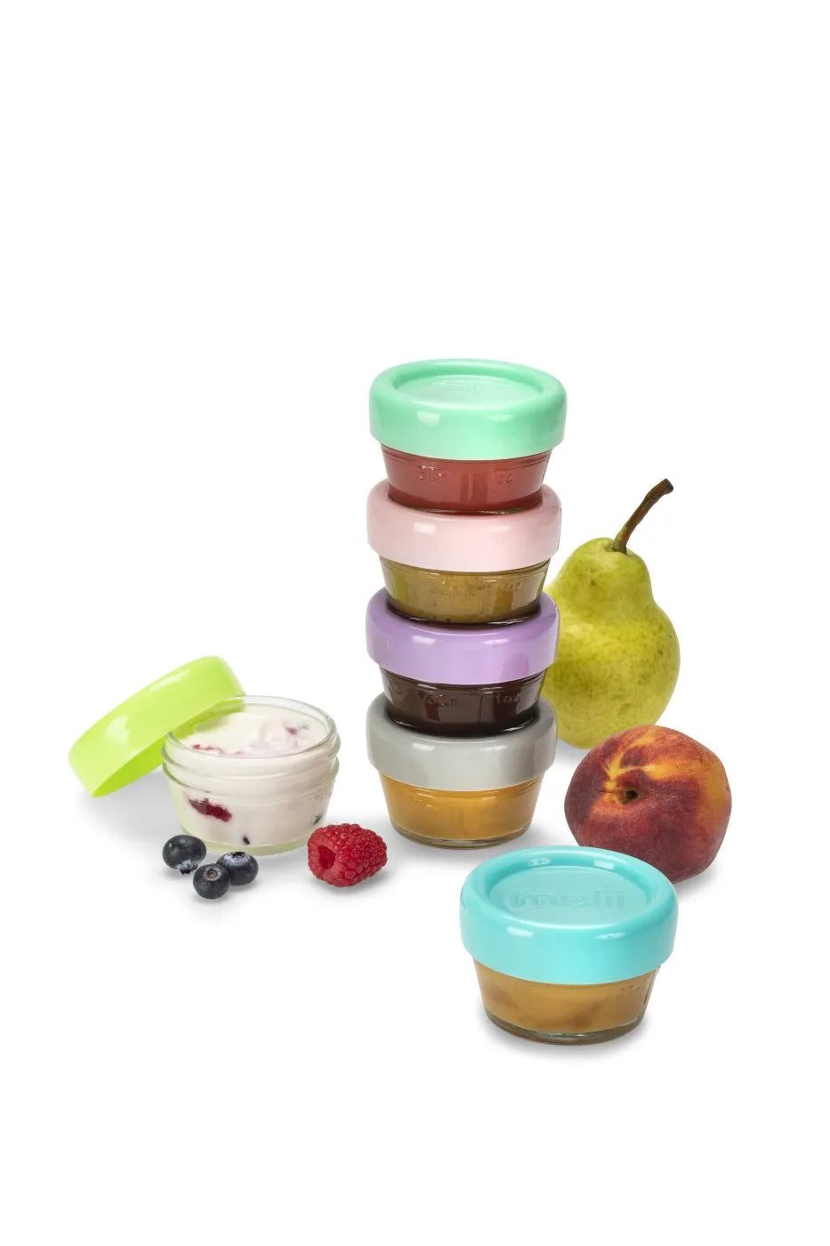 Set 6 recipiente sticla pentru hrana bebe, melii, 59 ml