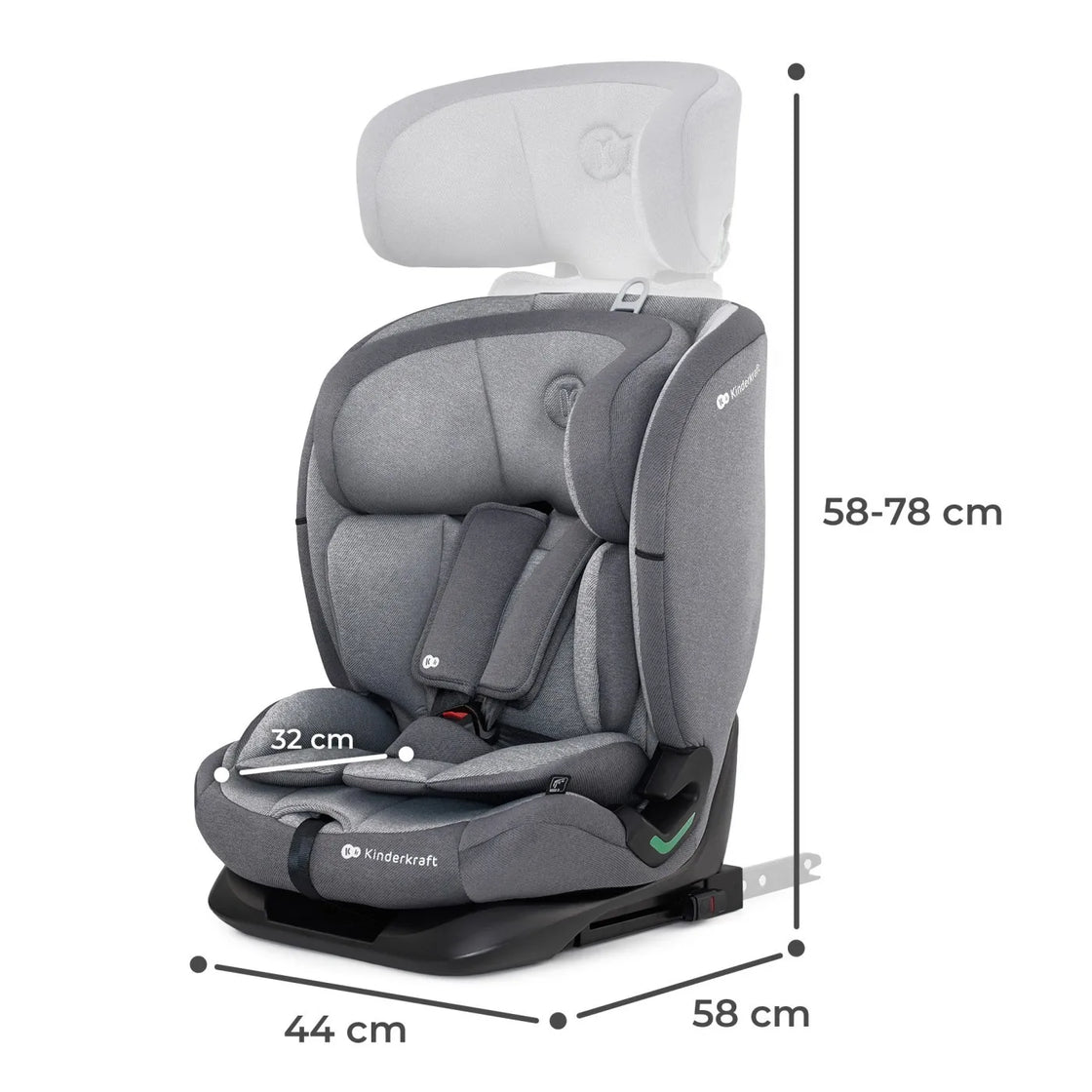 Scaun auto i-size, 76-150 cm, kinderkraft oneto 3, isofix, cool grey