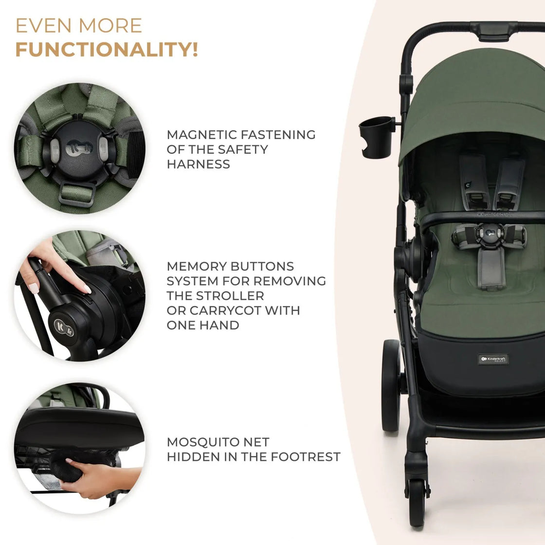 Carucior kinderkraft yoxi 3in1 (mink pro) mistic green