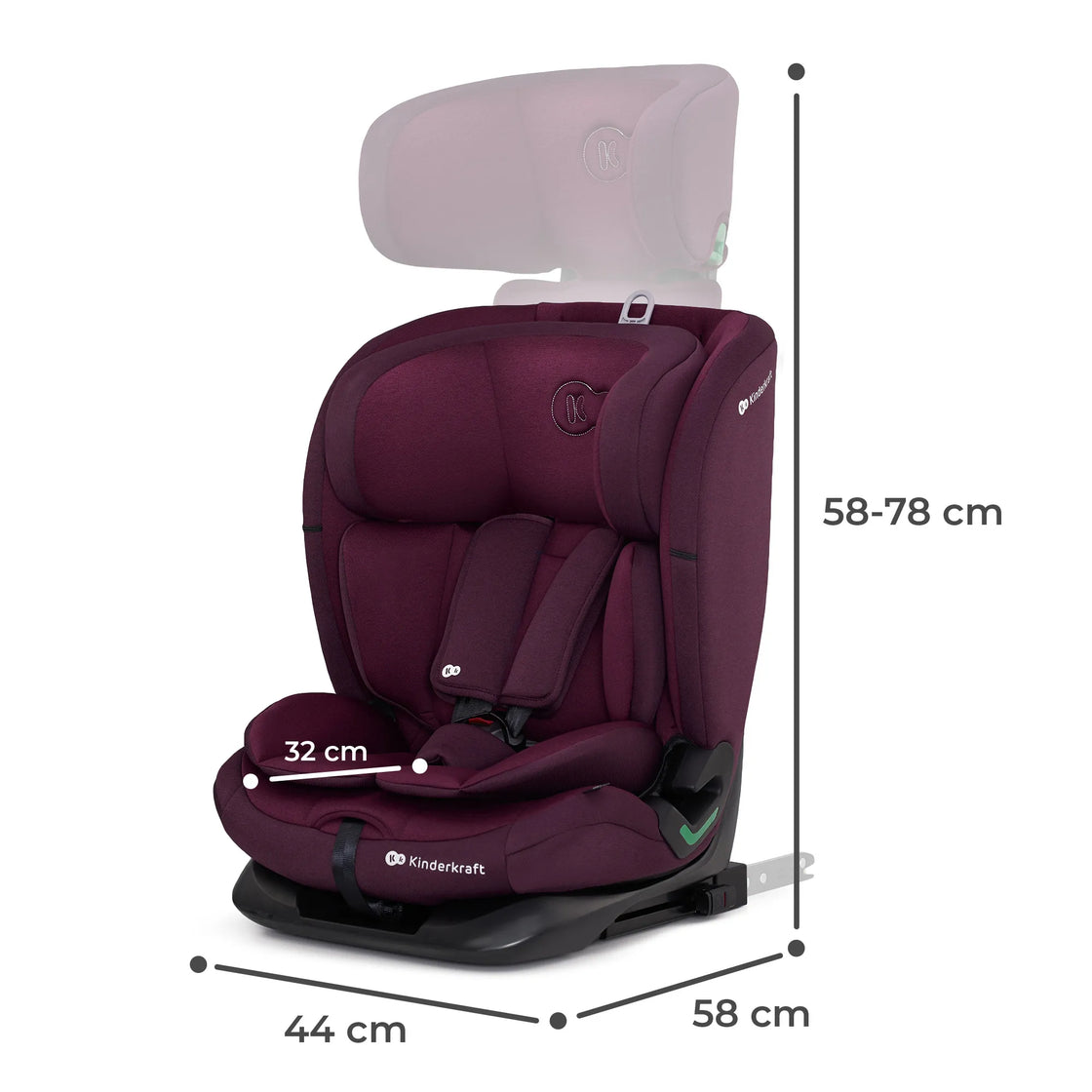 Scaun auto i-size, 76-150 cm, kinderkraft oneto 3, isofix, cherry pearl