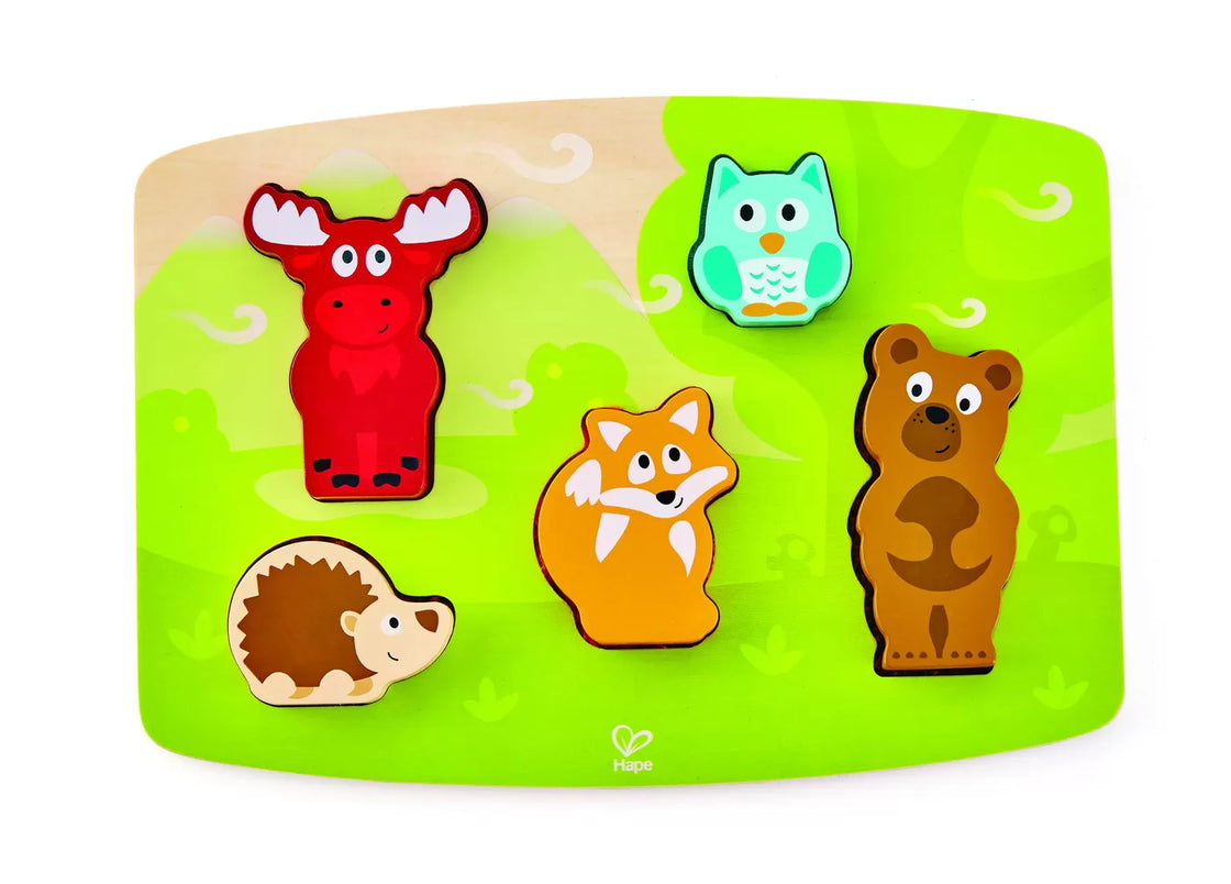 Hape puzlle tactil -  animalele din padure