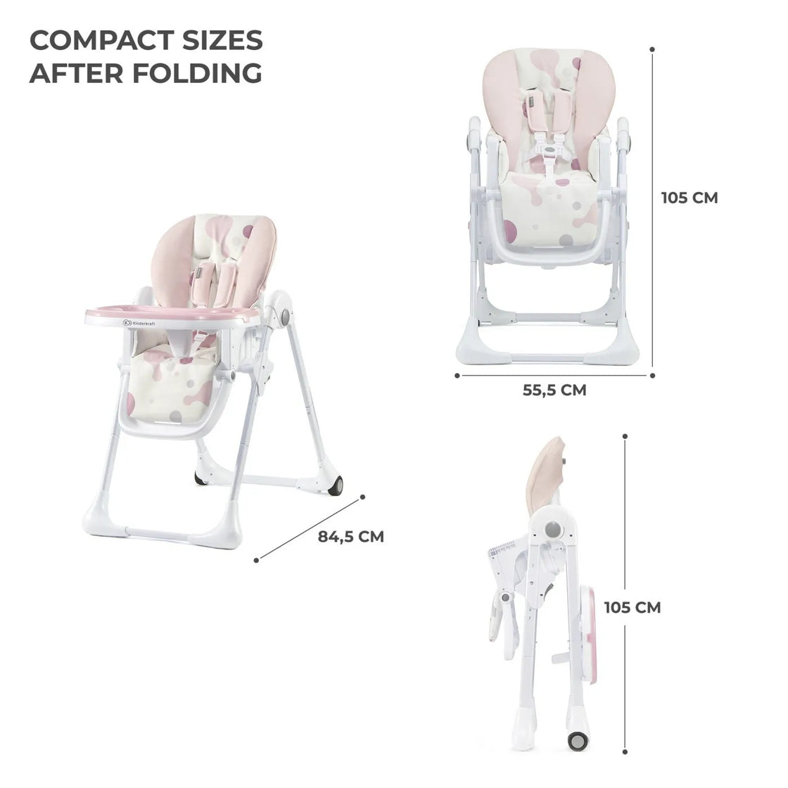 Scaun de masa kinderkraft yummy pliabil, pink