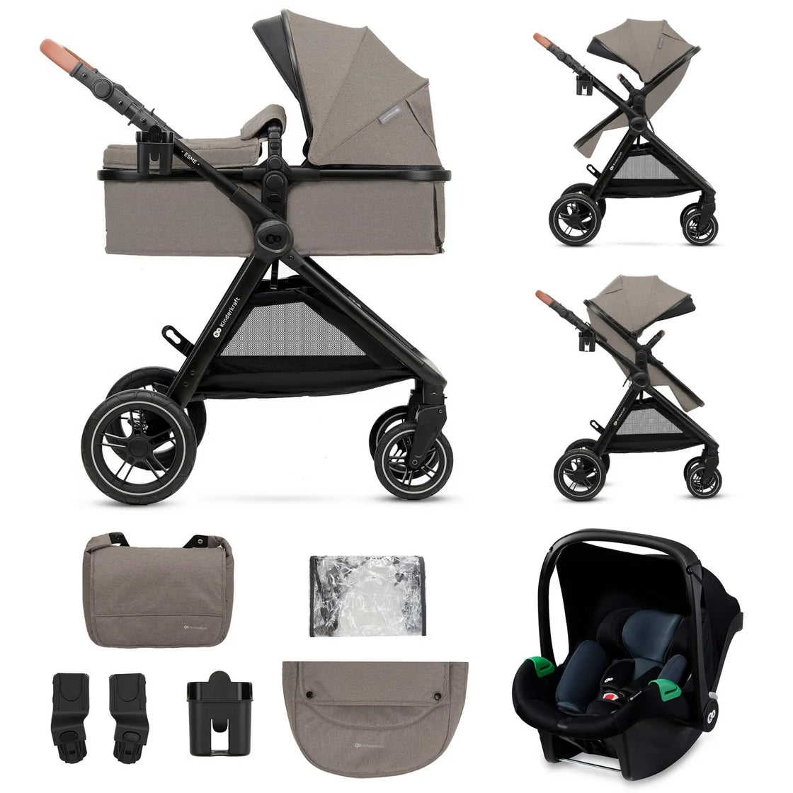Carucior kinderkraft esme, 3 in 1, sand beige