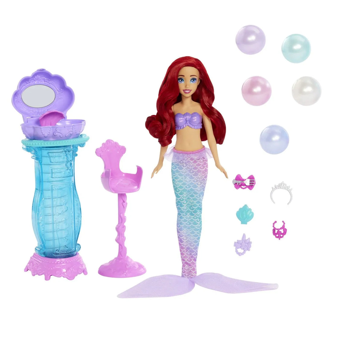Disney princess papusa ariel si masuta de machiaj cu surprize
