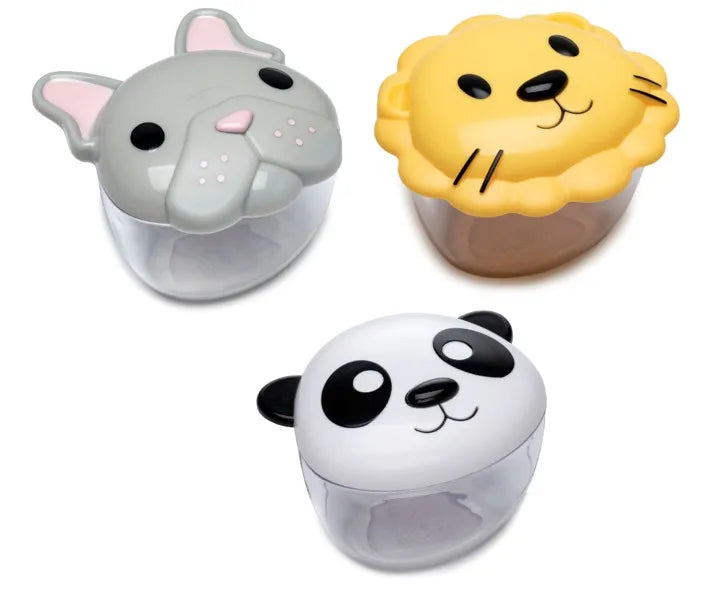 Set 3 recipiente hrana bebe, melii, bulldog, rechin, pisica cutie