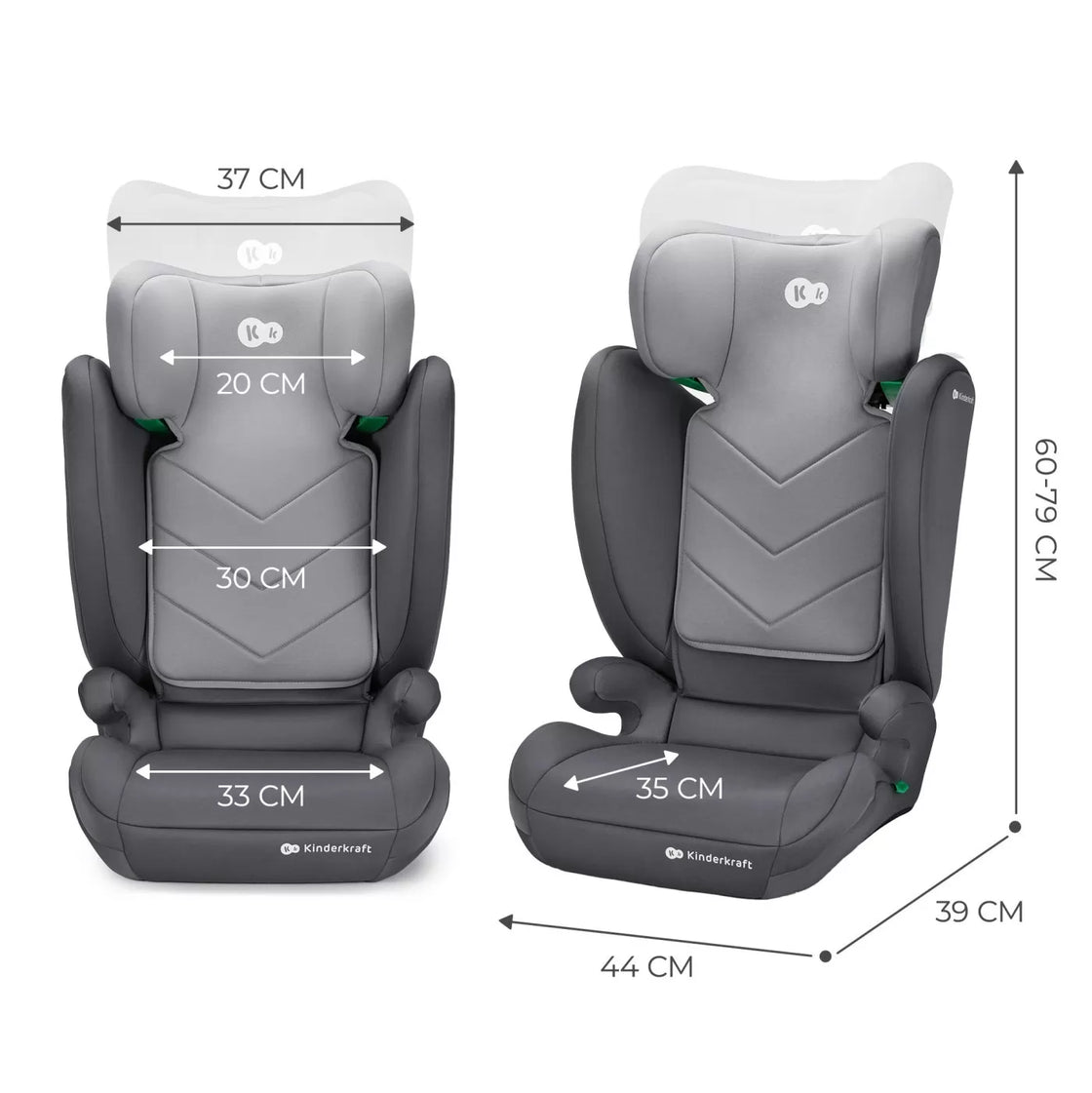 Scaun auto kinderkraft i-spark, i-size 100-150 cm, grey