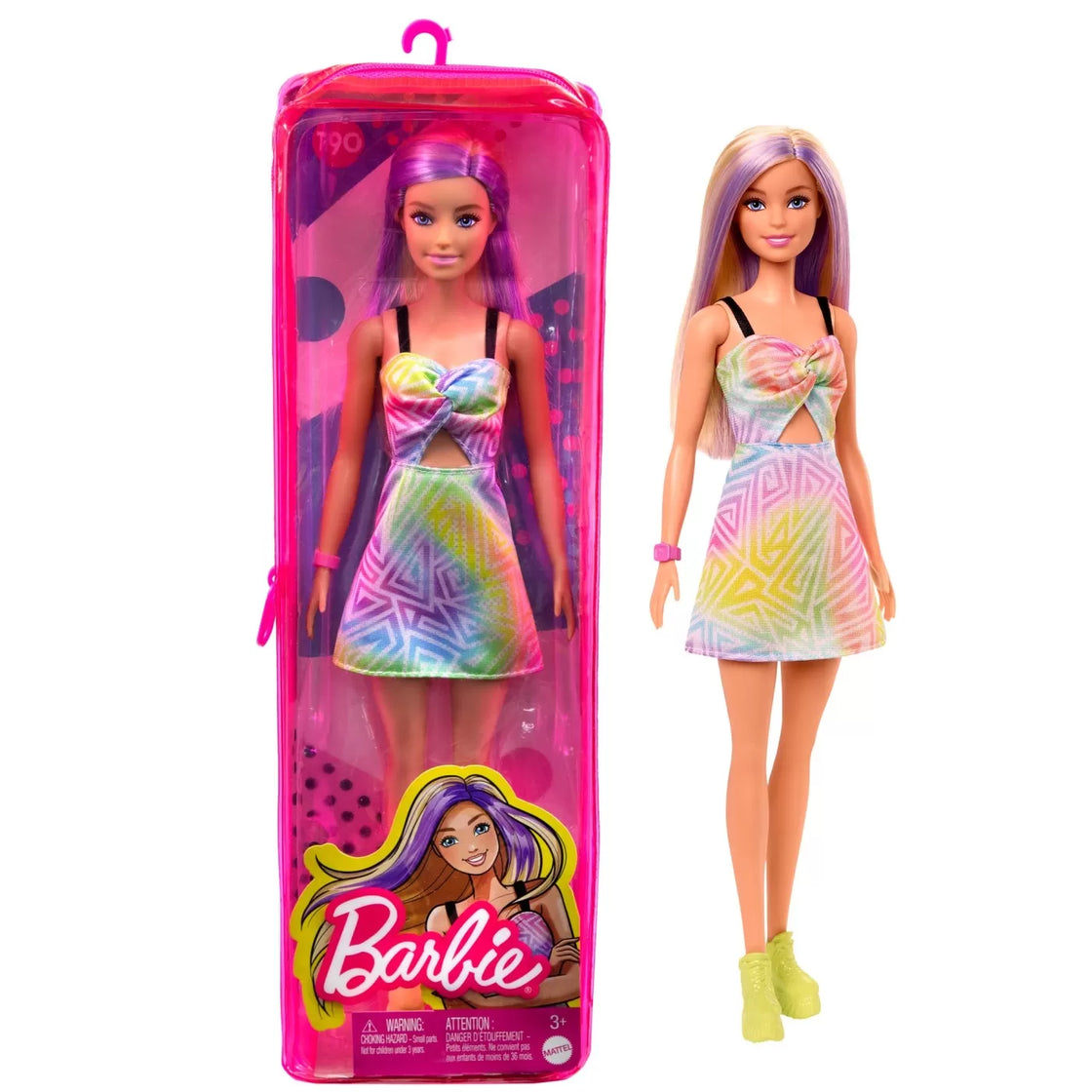 Papusa barbie fashionista blonda cu suvite mov