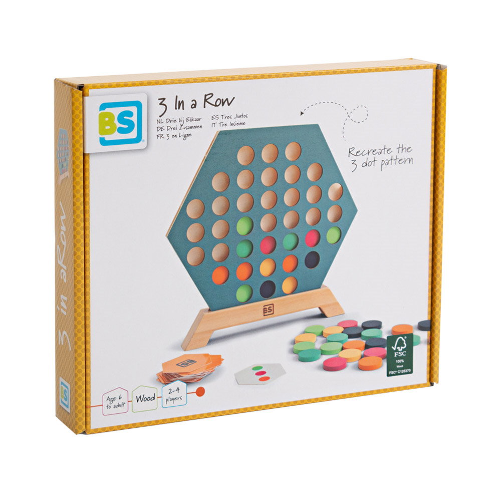 3 pe un rand, joc de strategie din lemn, BS Toys