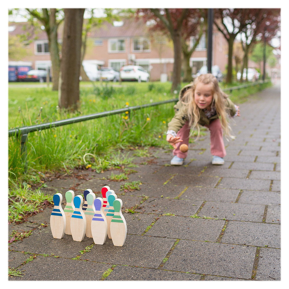 Set Bowling din lemn FSC, BS Toys