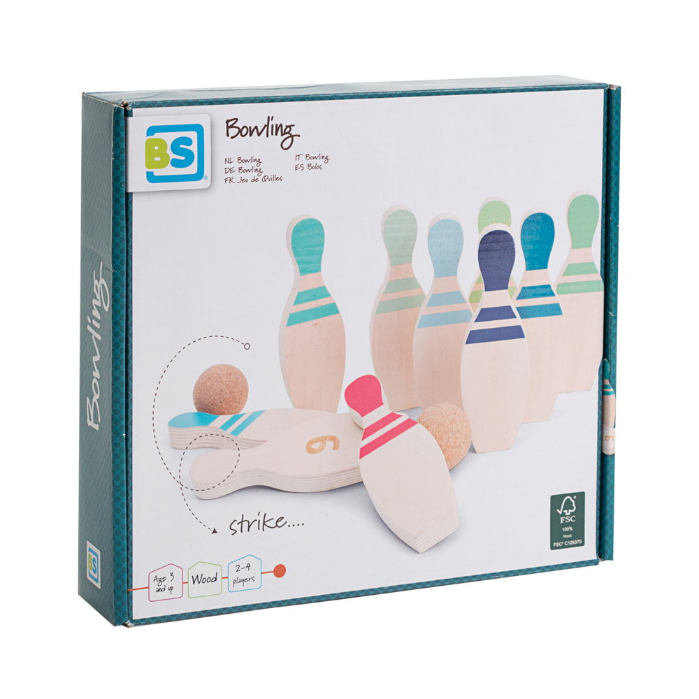 Set Bowling din lemn FSC, BS Toys